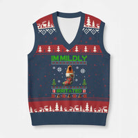 Mildly Irritated Marcus the Worm Meme V-Neck Knit Sweater Vest Funny Xmas Stocking Weirdcore - Wonder Print Shop