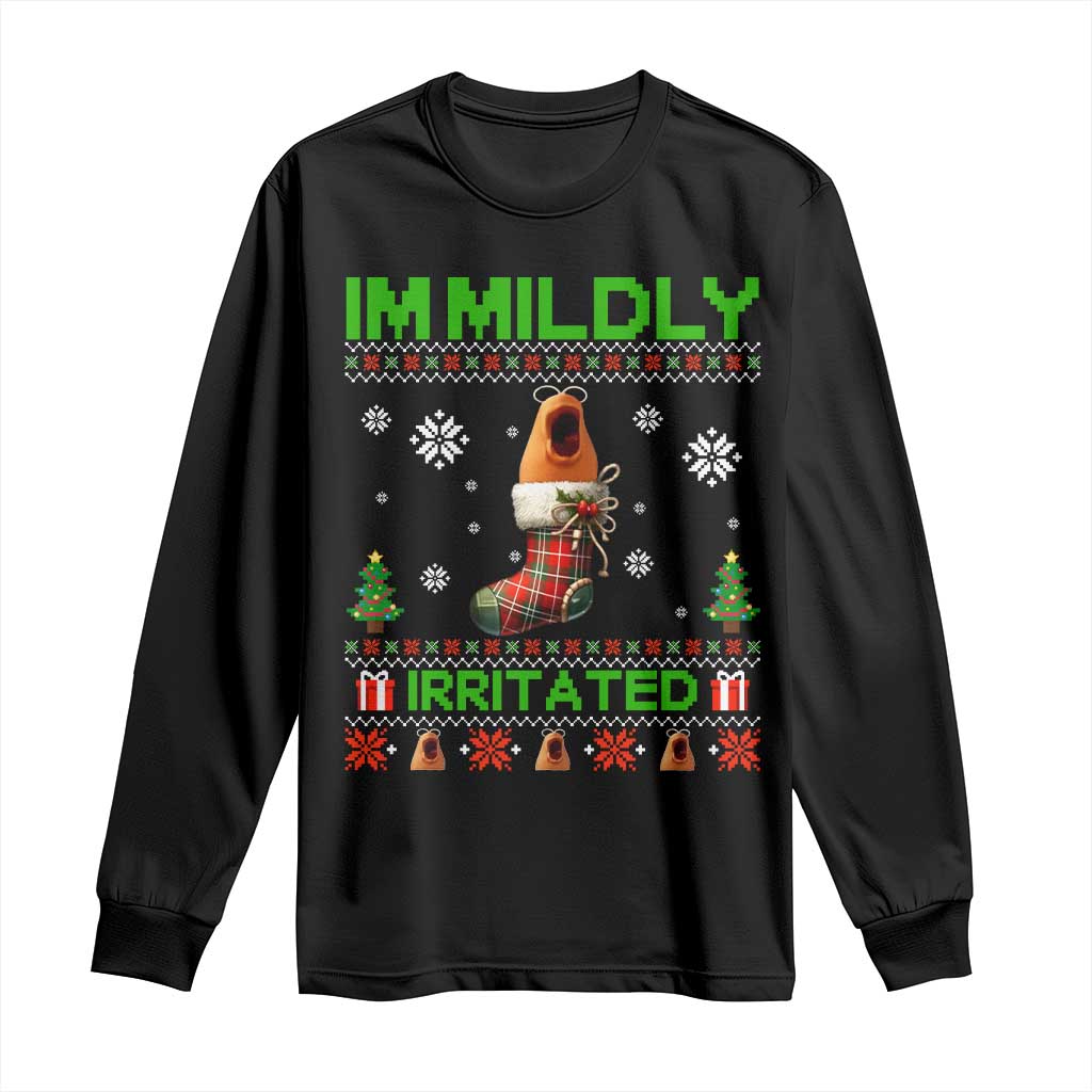 Mildly Irritated Marcus the Worm Meme Long Sleeve Shirt Funny Christmas Stocking Weirdcore - Wonder Print Shop