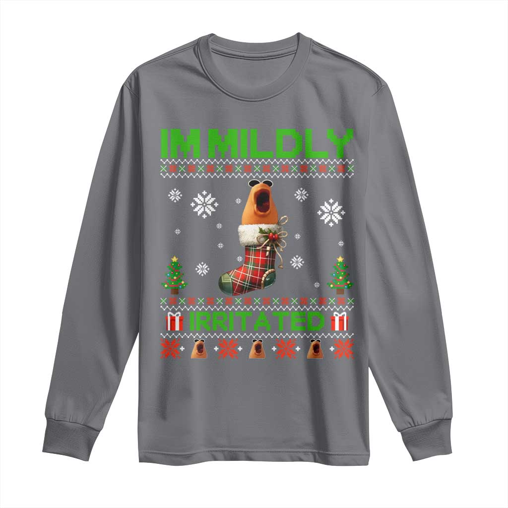 Mildly Irritated Marcus the Worm Meme Long Sleeve Shirt Funny Christmas Stocking Weirdcore - Wonder Print Shop