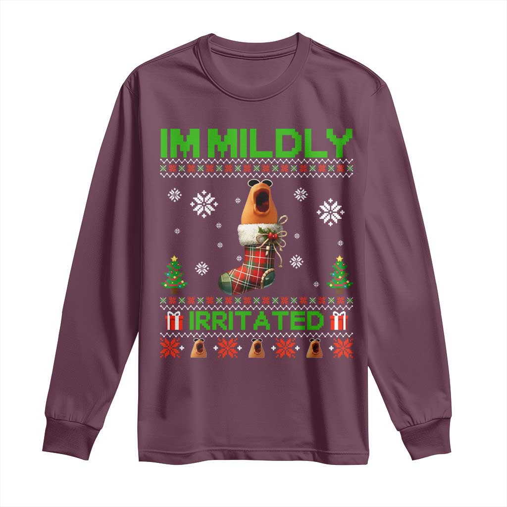 Mildly Irritated Marcus the Worm Meme Long Sleeve Shirt Funny Christmas Stocking Weirdcore - Wonder Print Shop