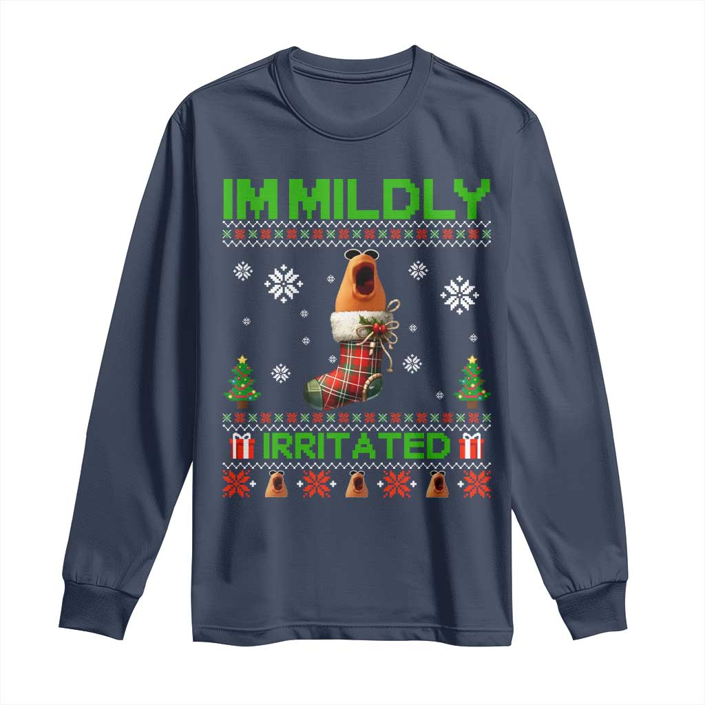 Mildly Irritated Marcus the Worm Meme Long Sleeve Shirt Funny Christmas Stocking Weirdcore - Wonder Print Shop