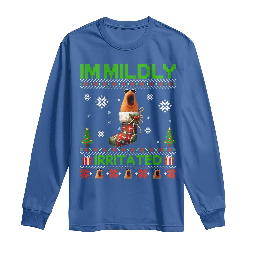 Mildly Irritated Marcus the Worm Meme Long Sleeve Shirt Funny Christmas Stocking Weirdcore - Wonder Print Shop