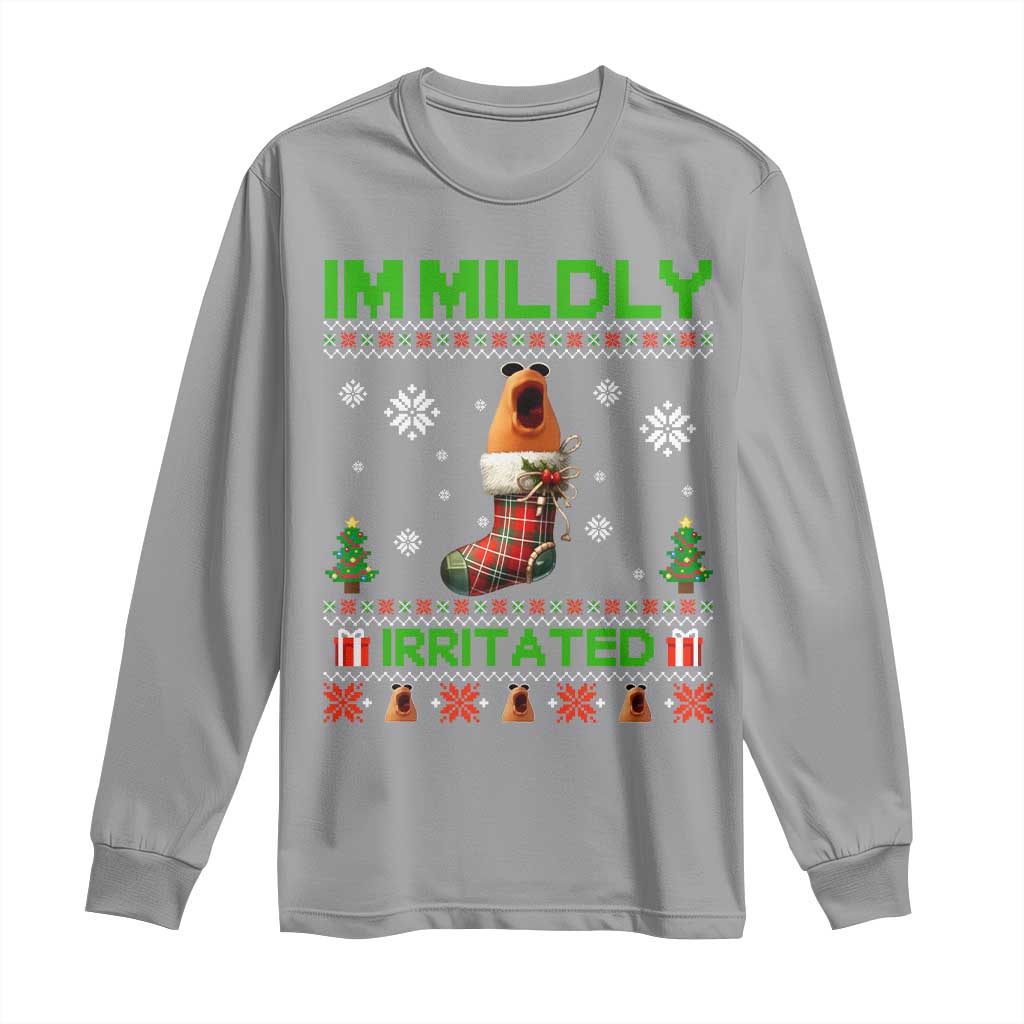 Mildly Irritated Marcus the Worm Meme Long Sleeve Shirt Funny Christmas Stocking Weirdcore - Wonder Print Shop