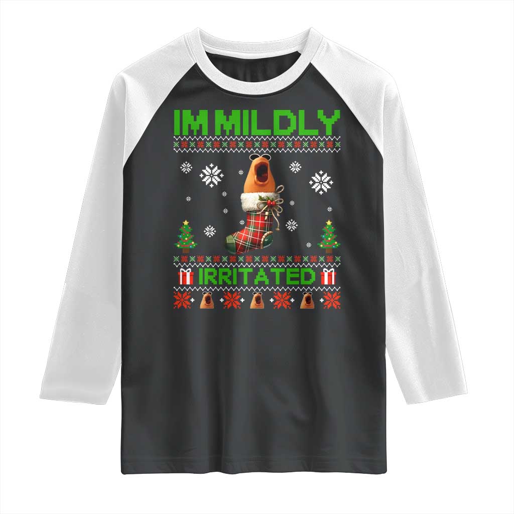Mildly Irritated Marcus the Worm Meme Raglan Shirt Funny Christmas Stocking Weirdcore - Wonder Print Shop