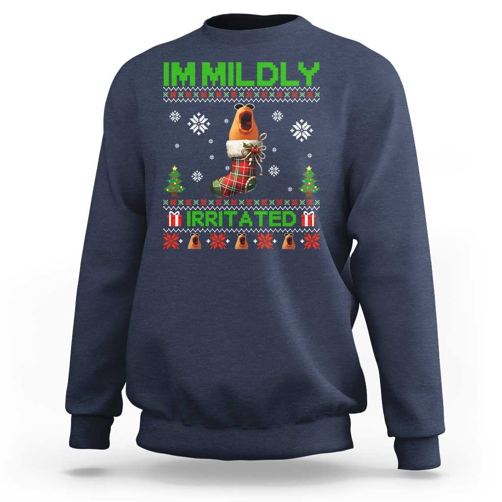Mildly Irritated Marcus the Worm Meme Sweatshirt Funny Christmas Stocking Weirdcore - Wonder Print Shop