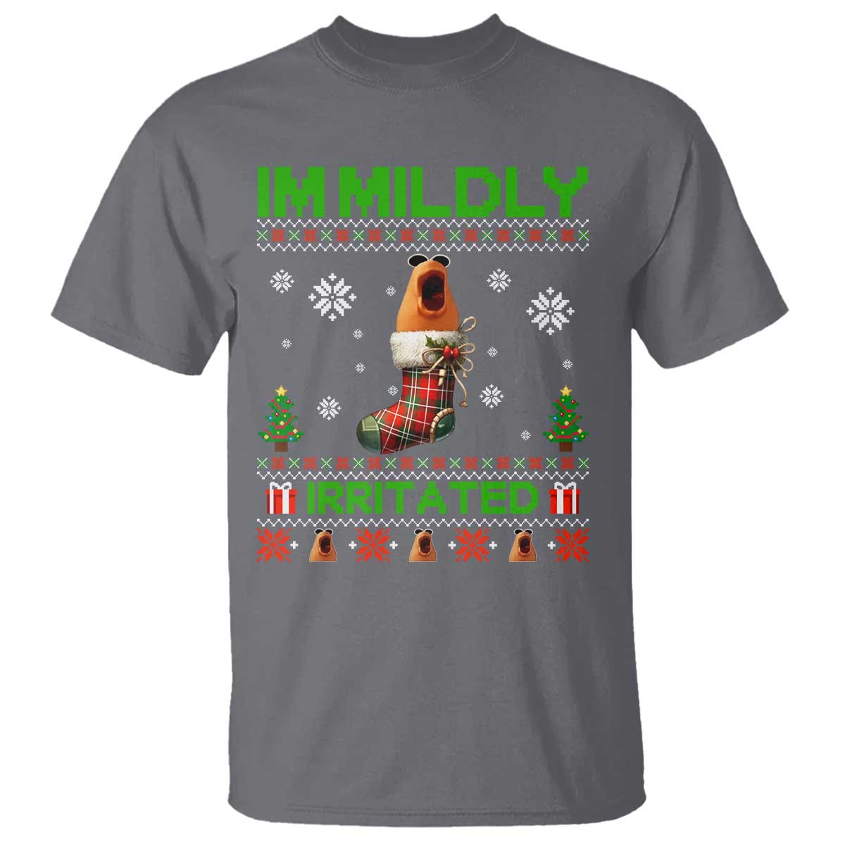 Mildly Irritated Marcus the Worm Meme T Shirt Funny Christmas Stocking Weirdcore - Wonder Print Shop