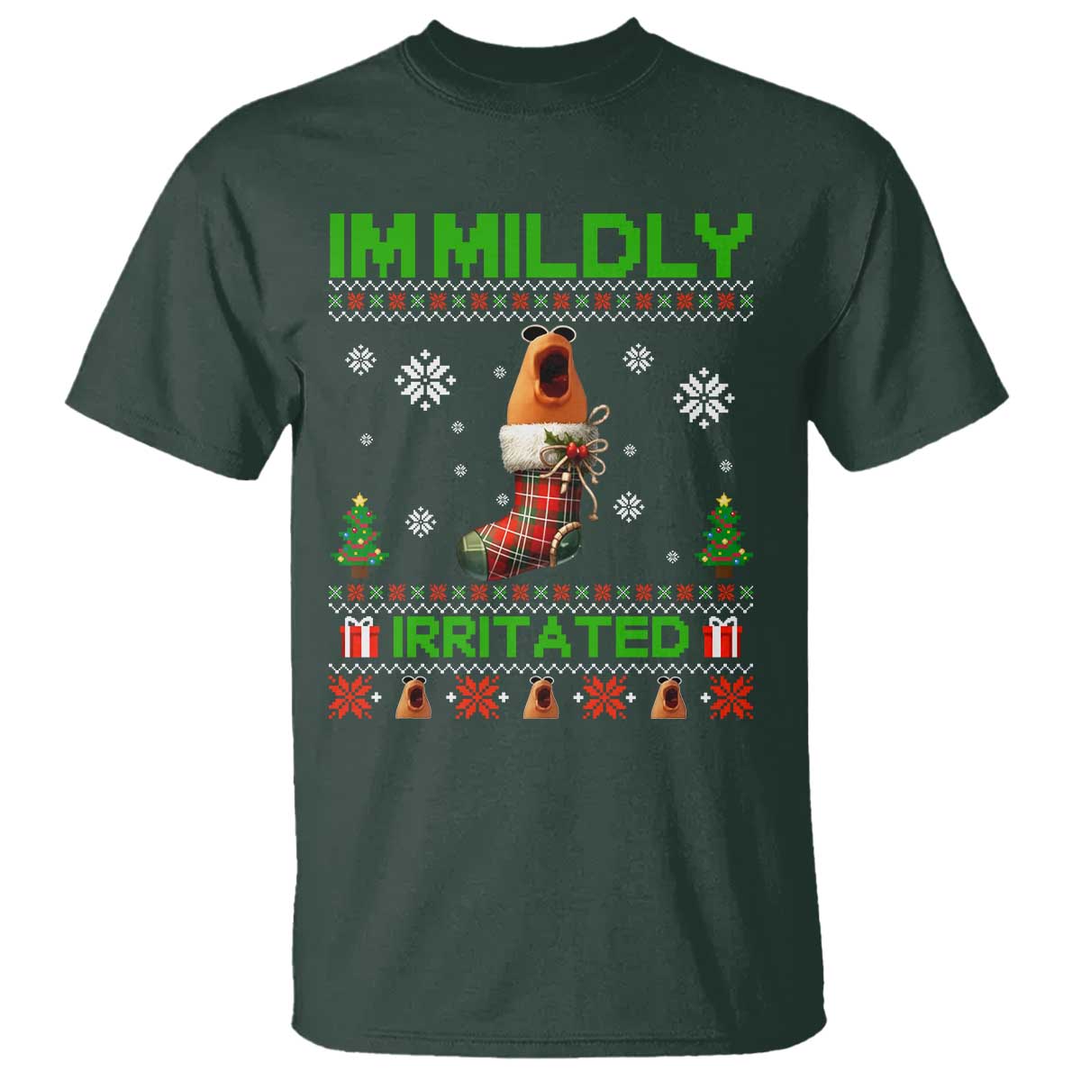 Mildly Irritated Marcus the Worm Meme T Shirt Funny Christmas Stocking Weirdcore - Wonder Print Shop