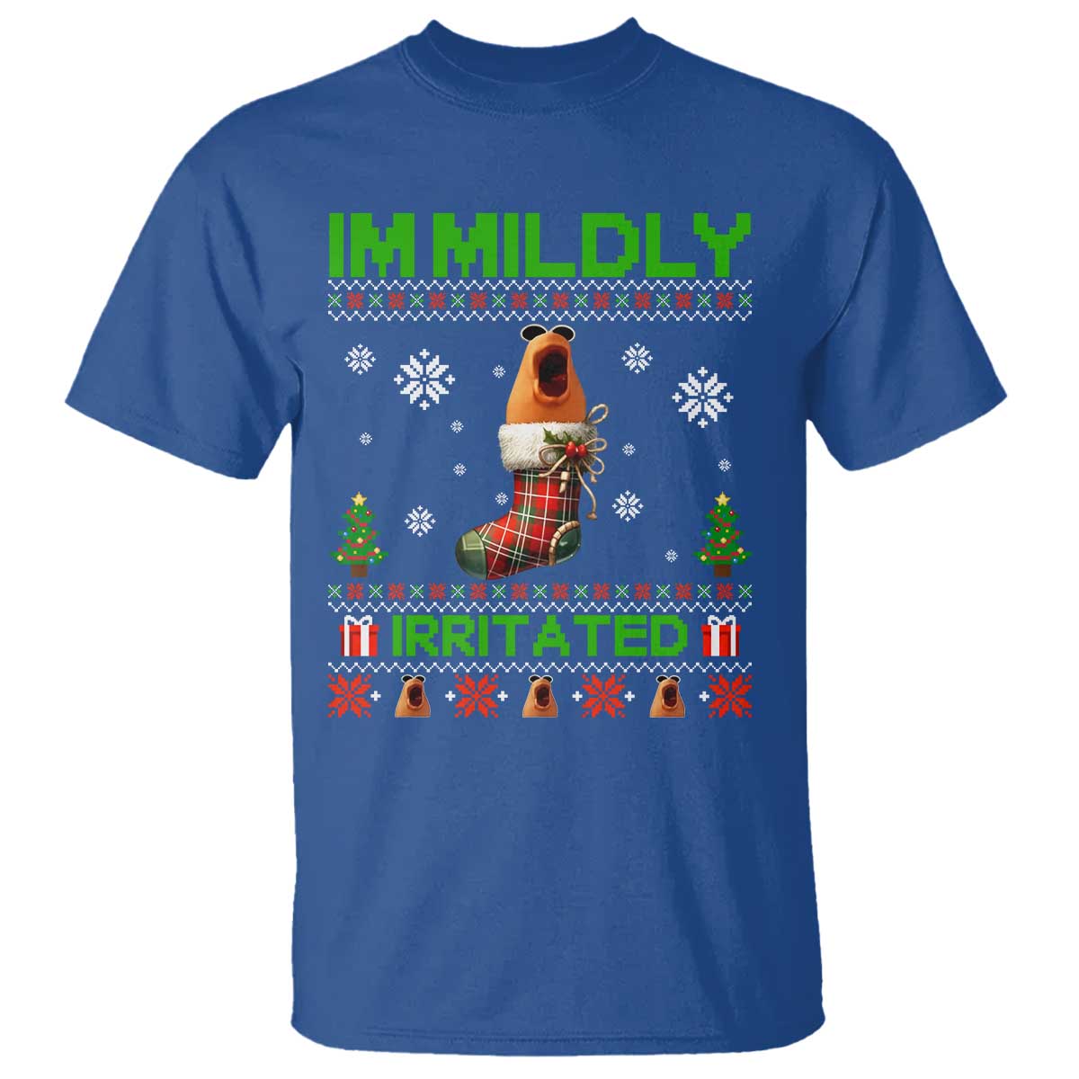 Mildly Irritated Marcus the Worm Meme T Shirt Funny Christmas Stocking Weirdcore - Wonder Print Shop