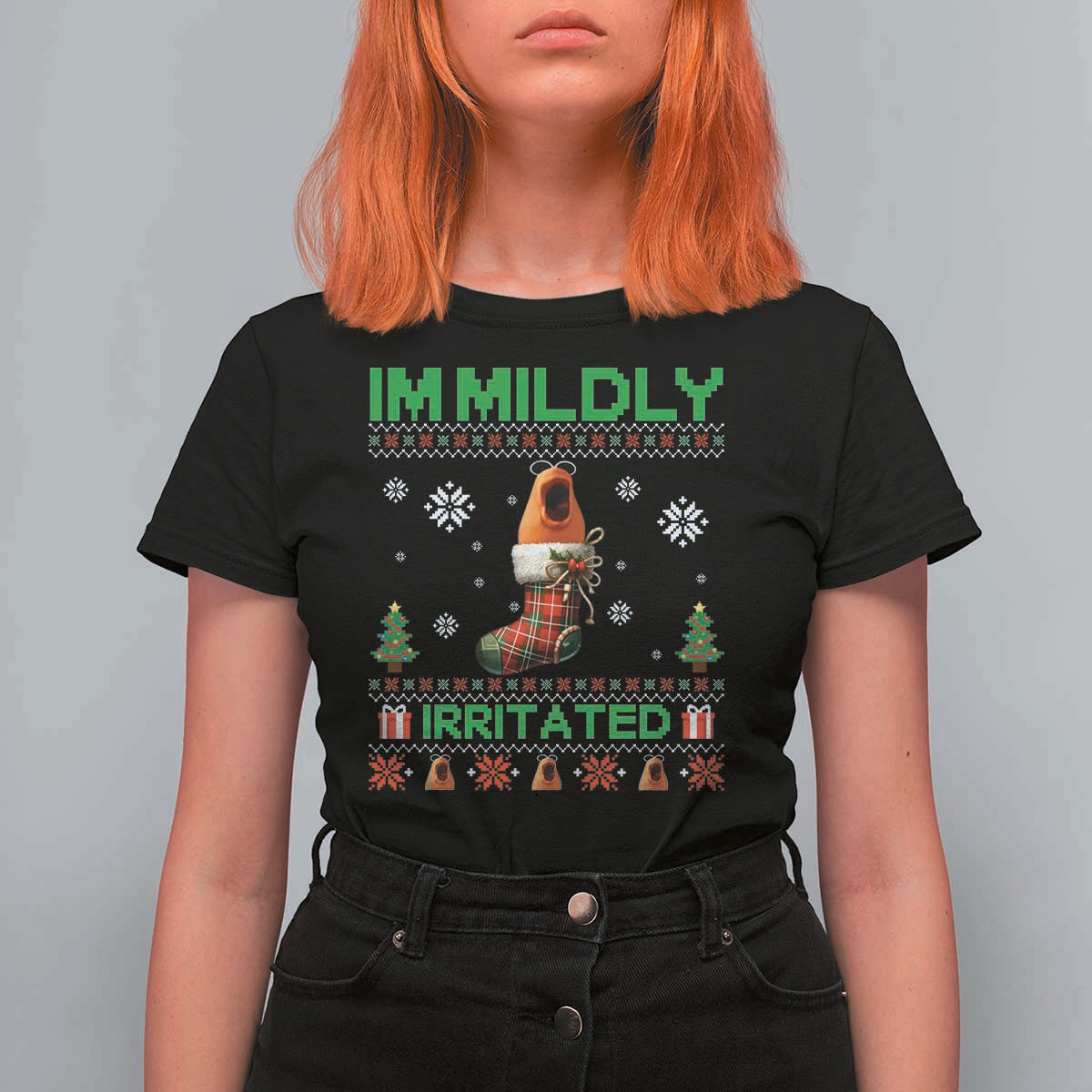 Mildly Irritated Marcus the Worm Meme T Shirt For Women Funny Christmas Stocking Weirdcore - Wonder Print Shop