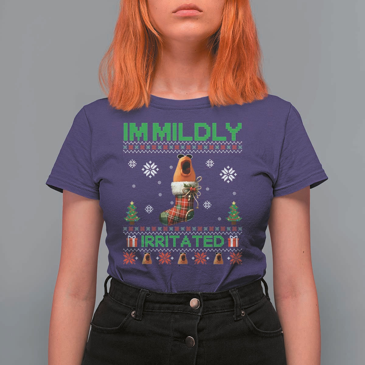 Mildly Irritated Marcus the Worm Meme T Shirt For Women Funny Christmas Stocking Weirdcore - Wonder Print Shop