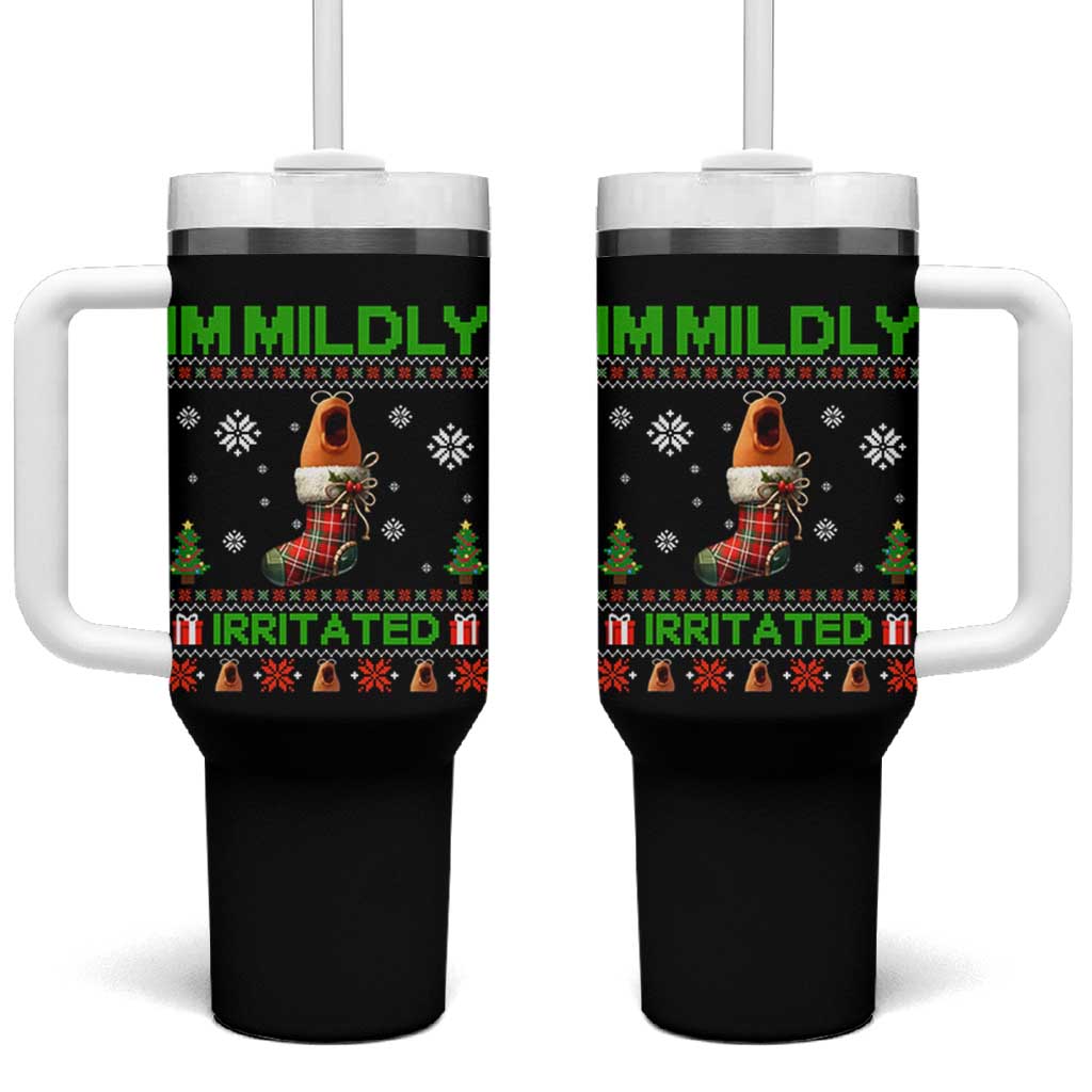 Mildly Irritated Marcus the Worm Meme Tumbler With Handle Funny Christmas Stocking Weirdcore - Wonder Print Shop