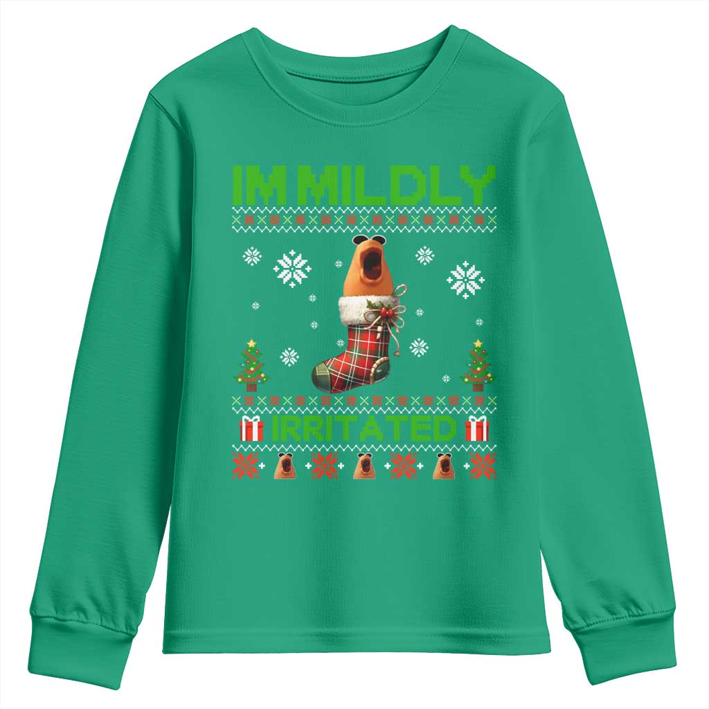Mildly Irritated Marcus the Worm Meme Youth Sweatshirt Funny Christmas Stocking Weirdcore - Wonder Print Shop