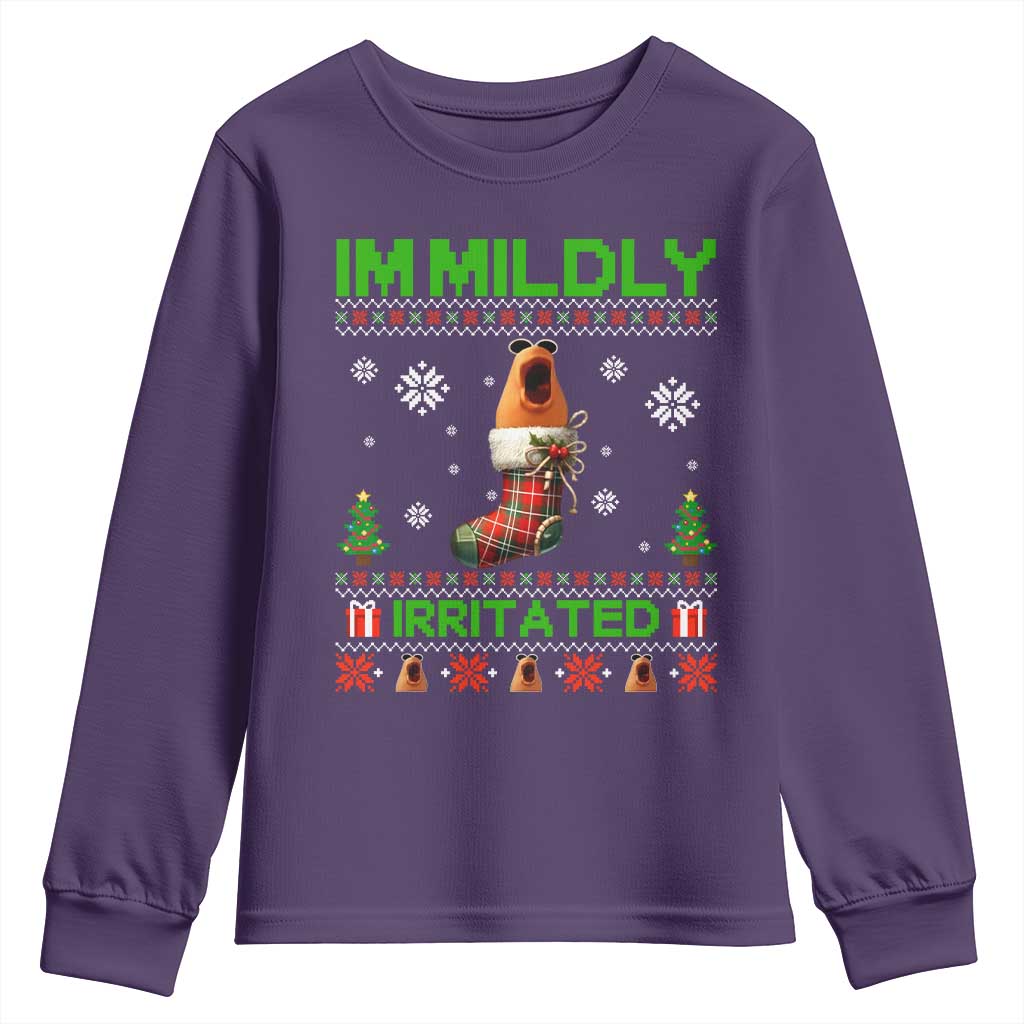 Mildly Irritated Marcus the Worm Meme Youth Sweatshirt Funny Christmas Stocking Weirdcore - Wonder Print Shop