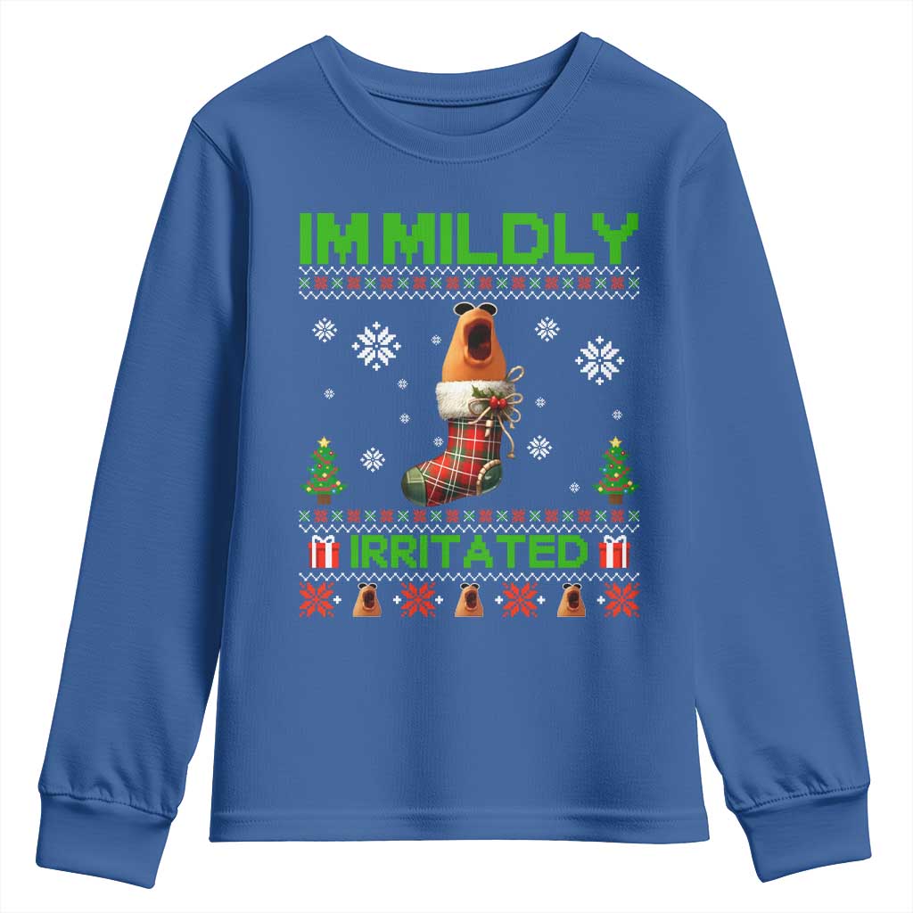 Mildly Irritated Marcus the Worm Meme Youth Sweatshirt Funny Christmas Stocking Weirdcore - Wonder Print Shop