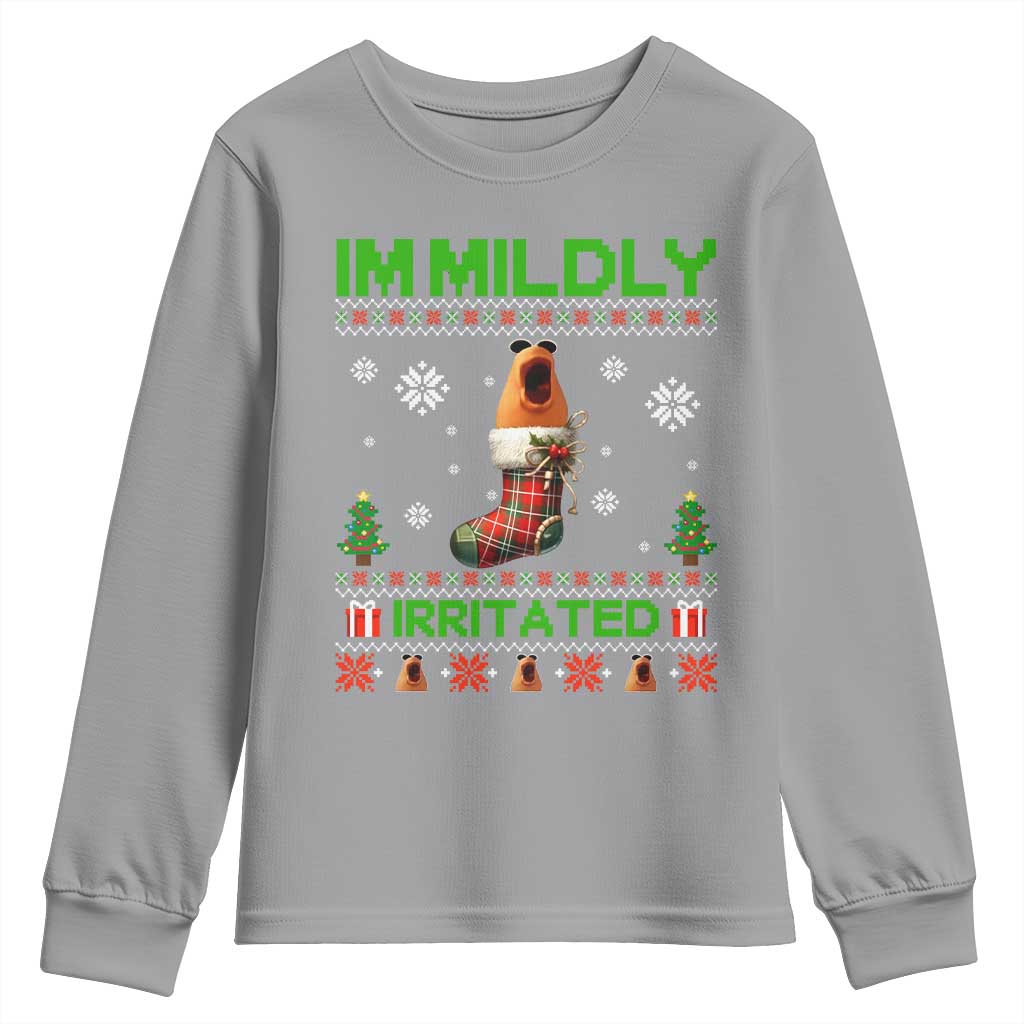 Mildly Irritated Marcus the Worm Meme Youth Sweatshirt Funny Christmas Stocking Weirdcore - Wonder Print Shop