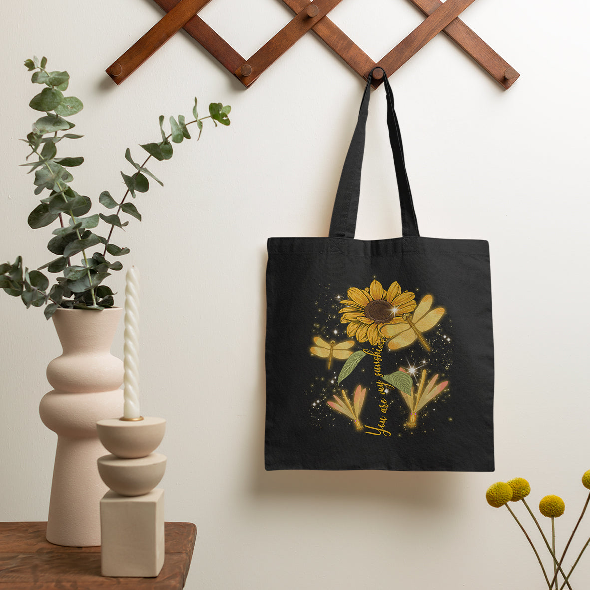 Choose To Shine Dragonflies Sunflower Growth Mindset Inspirational Tote Bag, Dragonfly Tote Bag, Gift for Women, Dragonfly Lover Tote Bag - Wonder Print Shop