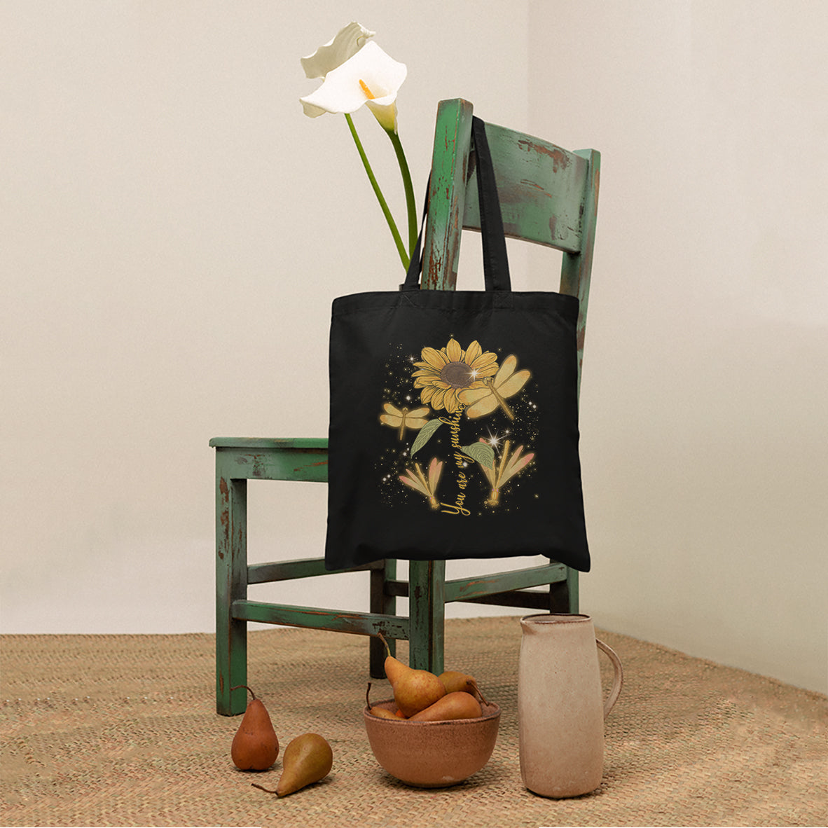 Choose To Shine Dragonflies Sunflower Growth Mindset Inspirational Tote Bag, Dragonfly Tote Bag, Gift for Women, Dragonfly Lover Tote Bag - Wonder Print Shop