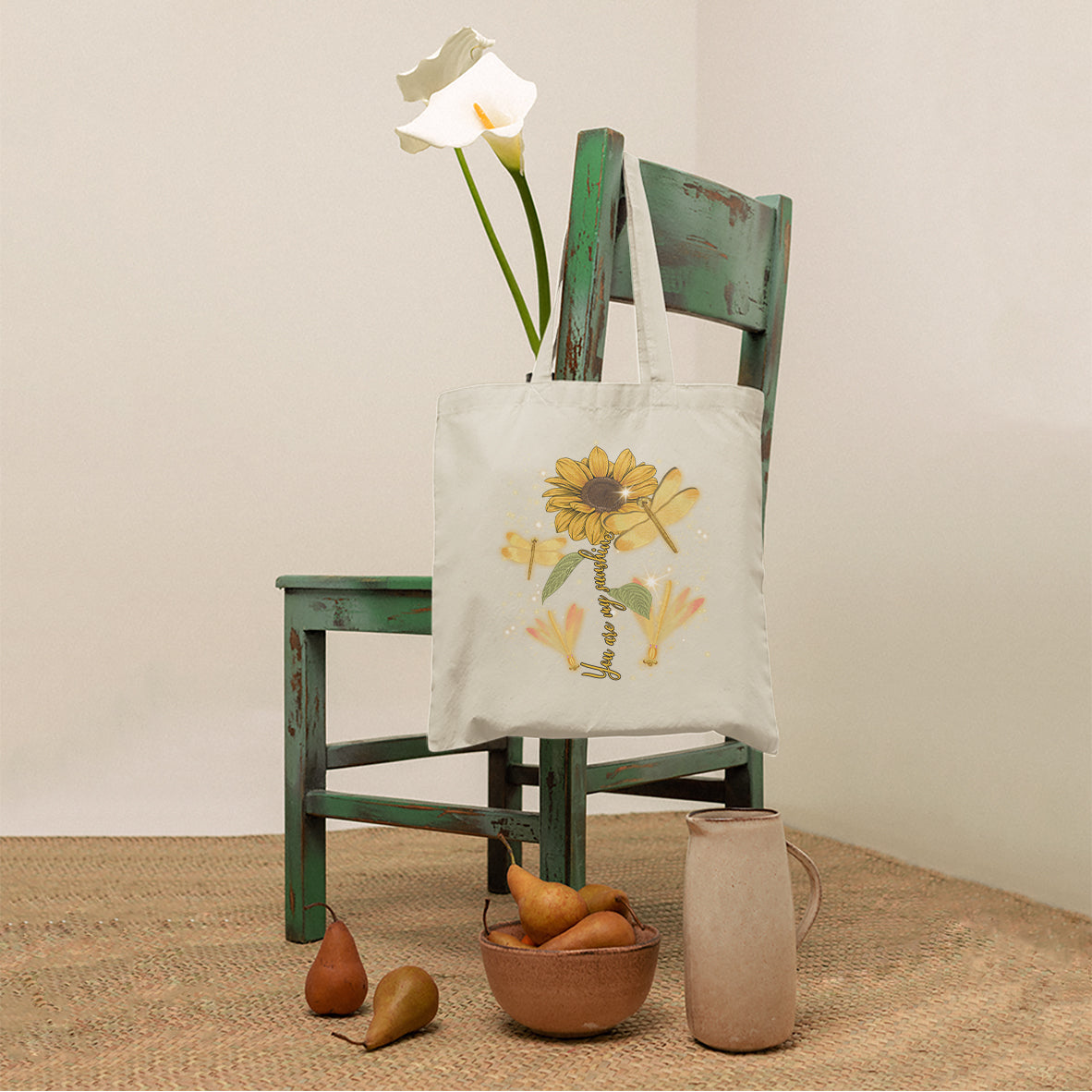 Choose To Shine Dragonflies Sunflower Growth Mindset Inspirational Tote Bag, Dragonfly Tote Bag, Gift for Women, Dragonfly Lover Tote Bag - Wonder Print Shop