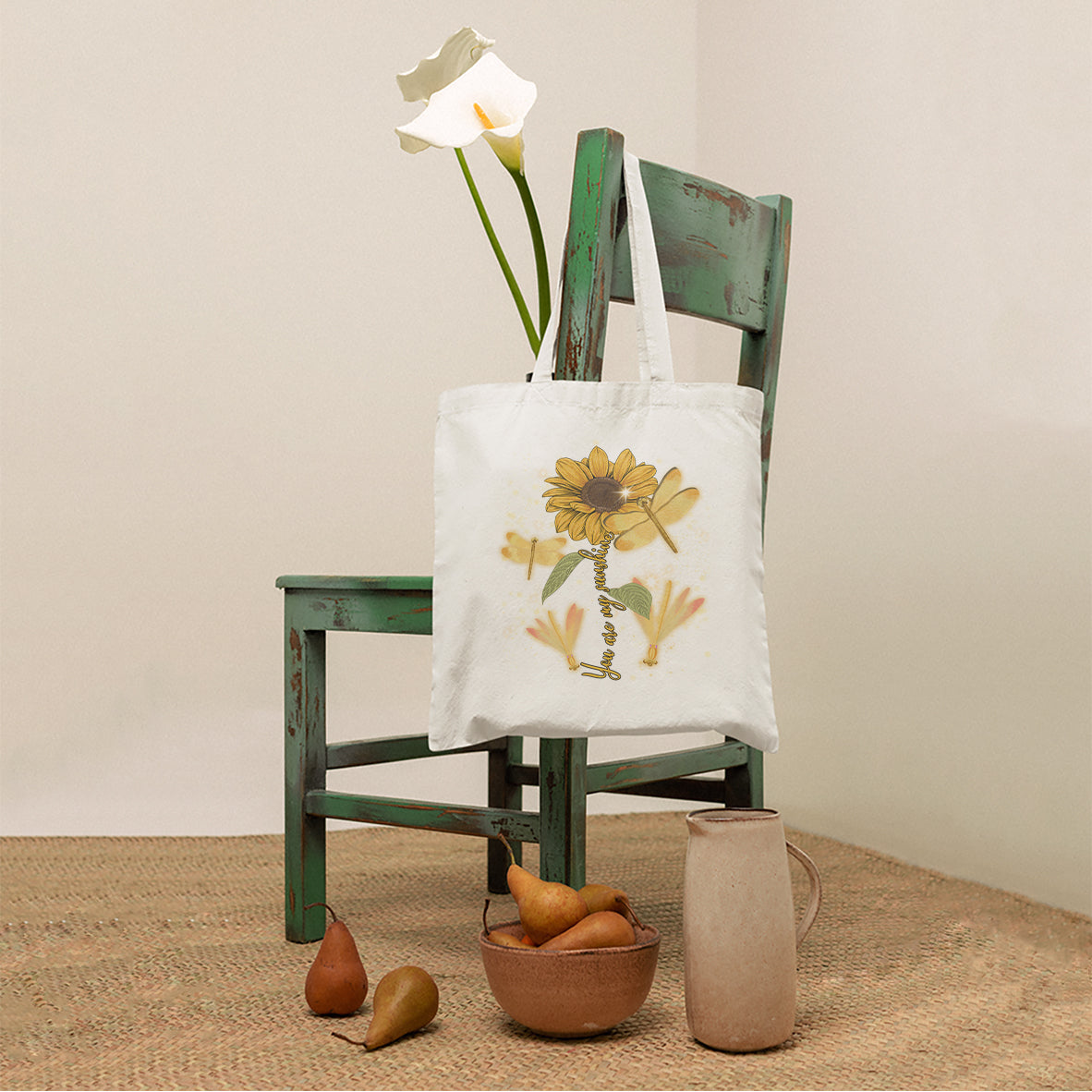 Choose To Shine Dragonflies Sunflower Growth Mindset Inspirational Tote Bag, Dragonfly Tote Bag, Gift for Women, Dragonfly Lover Tote Bag - Wonder Print Shop