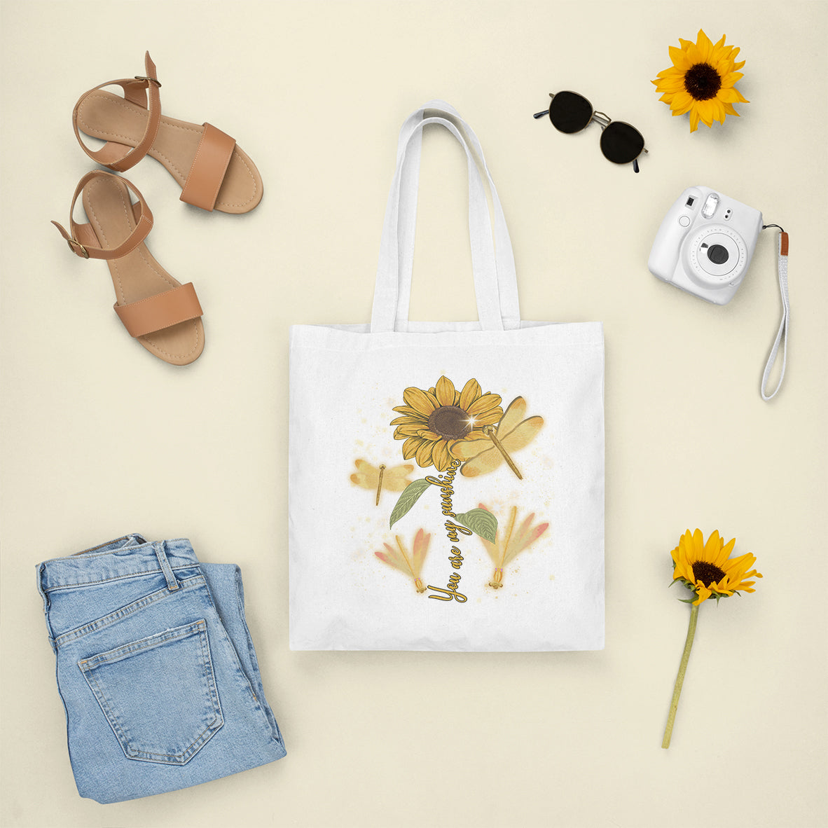 Choose To Shine Dragonflies Sunflower Growth Mindset Inspirational Tote Bag, Dragonfly Tote Bag, Gift for Women, Dragonfly Lover Tote Bag - Wonder Print Shop