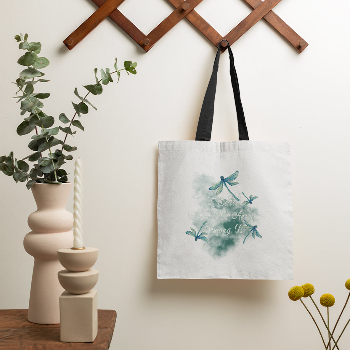 Dragonflies I Believe There Are Angels Among Us Heavenly Nostalgic Spiritual Tote Bag, Dragonfly Tote Bag, Gift for Women, Dragonfly Lover Tote Bag - Wonder Print Shop