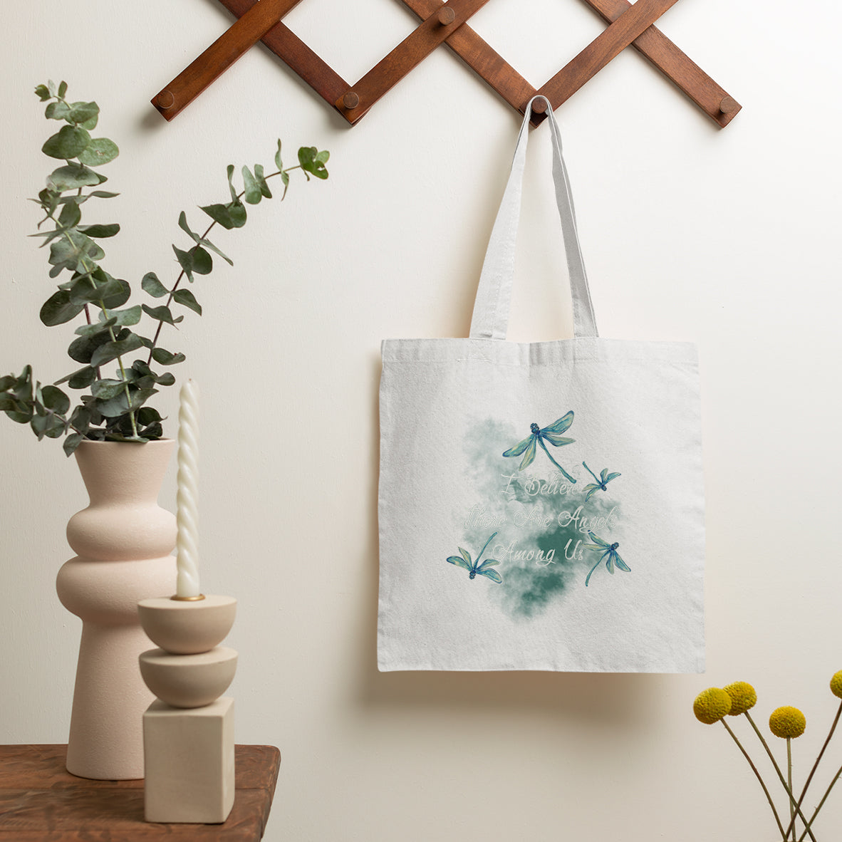 Dragonflies I Believe There Are Angels Among Us Heavenly Nostalgic Spiritual Tote Bag, Dragonfly Tote Bag, Gift for Women, Dragonfly Lover Tote Bag - Wonder Print Shop