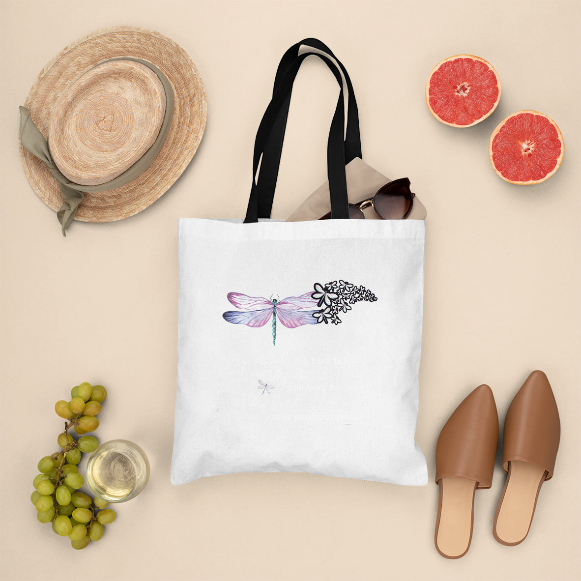 Dragonflies My Mind Talks To You My Heart Looks For You Nostalgic Spiritual Tote Bag, Dragonfly Tote Bag, Gift for Women, Dragonfly Lover Tote Bag - Wonder Print Shop