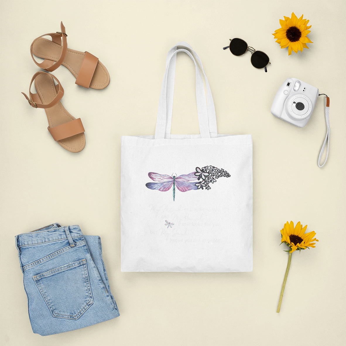 Dragonflies My Mind Talks To You My Heart Looks For You Nostalgic Spiritual Tote Bag, Dragonfly Tote Bag, Gift for Women, Dragonfly Lover Tote Bag - Wonder Print Shop