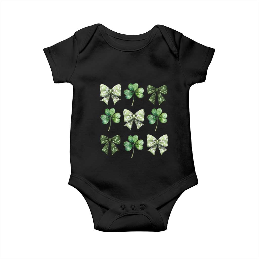 St Patricks Day Coquette Bow Baby Onesie Lucky Shamrock Aesthetic