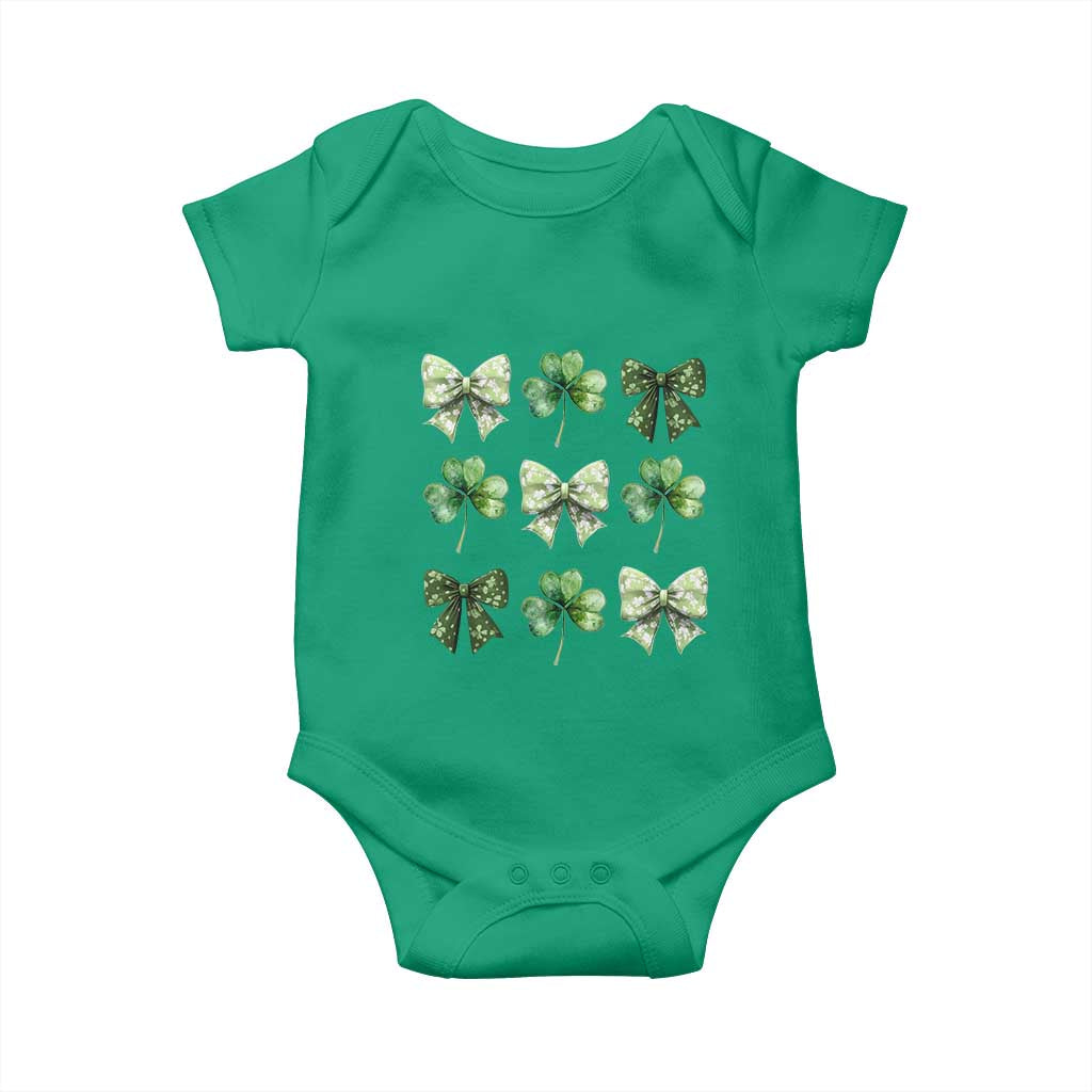 St Patricks Day Coquette Bow Baby Onesie Lucky Shamrock Aesthetic