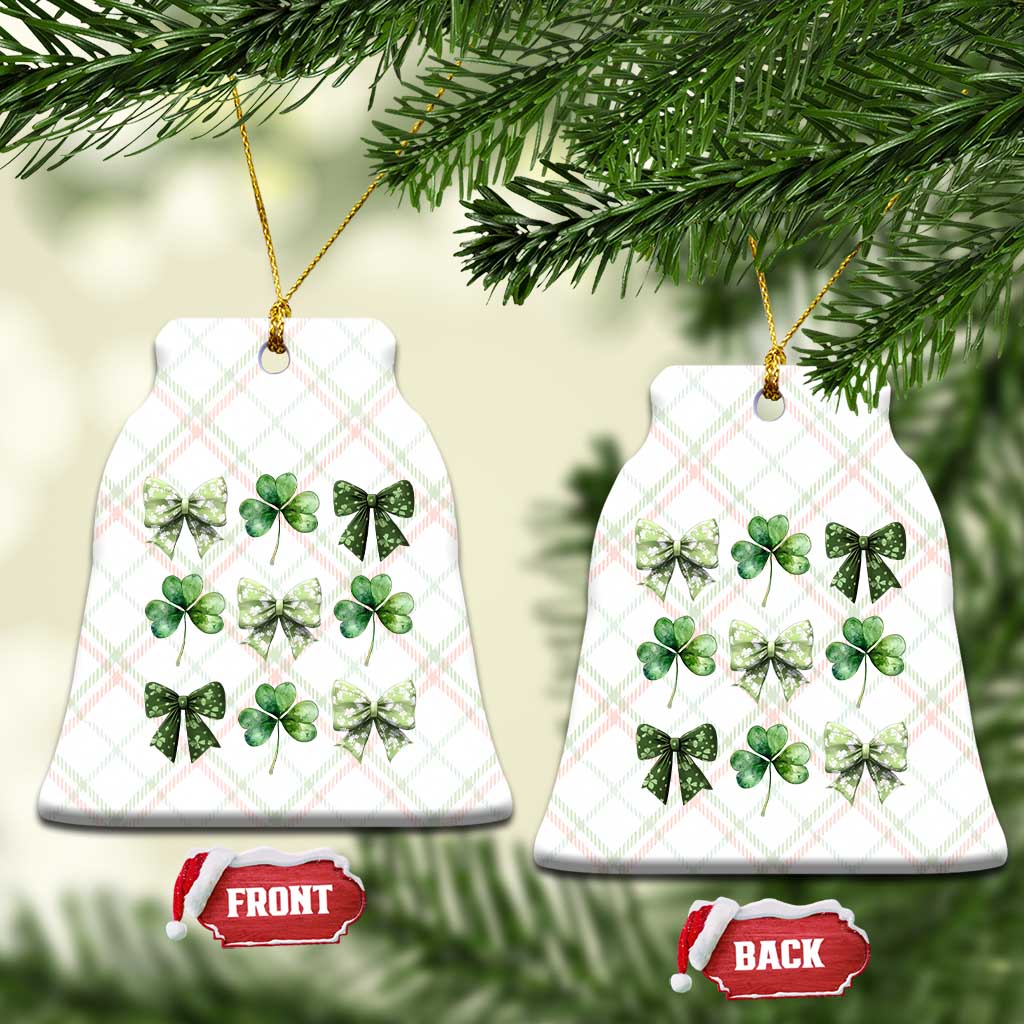 St Patricks Day Coquette Bow Ceramic Ornament Lucky Shamrock Aesthetic - Wonder Print Shop