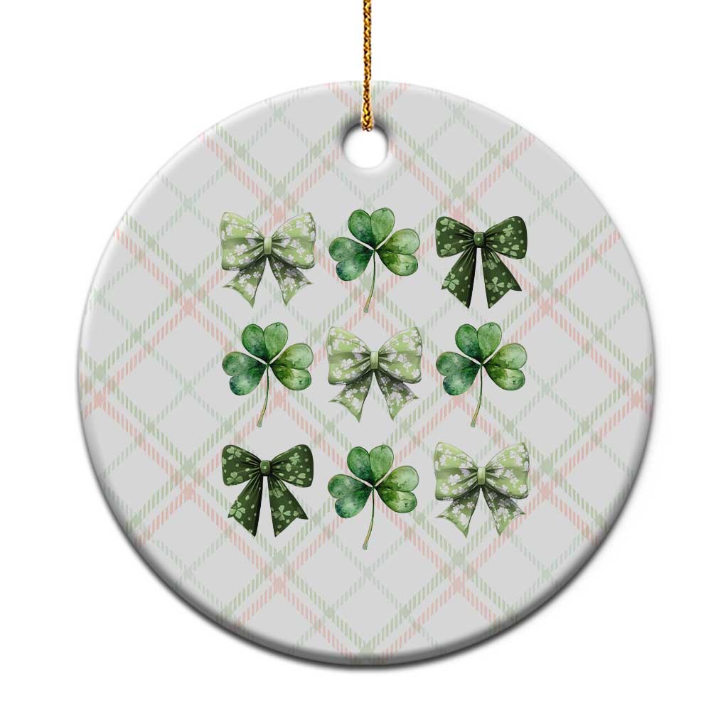 St Patricks Day Coquette Bow Ceramic Ornament Lucky Shamrock Aesthetic - Wonder Print Shop