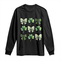 St Patricks Day Coquette Bow Long Sleeve Shirt Lucky Shamrock Aesthetic