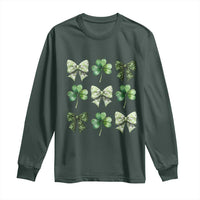 St Patricks Day Coquette Bow Long Sleeve Shirt Lucky Shamrock Aesthetic