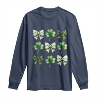 St Patricks Day Coquette Bow Long Sleeve Shirt Lucky Shamrock Aesthetic