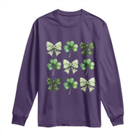 St Patricks Day Coquette Bow Long Sleeve Shirt Lucky Shamrock Aesthetic