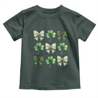 St Patricks Day Coquette Bow Toddler T Shirt Lucky Shamrock Aesthetic
