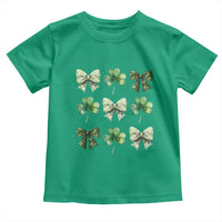 St Patricks Day Coquette Bow Toddler T Shirt Lucky Shamrock Aesthetic