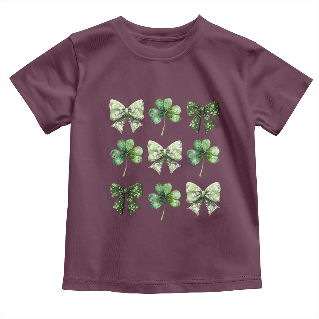 St Patricks Day Coquette Bow Toddler T Shirt Lucky Shamrock Aesthetic