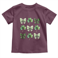 St Patricks Day Coquette Bow Toddler T Shirt Lucky Shamrock Aesthetic