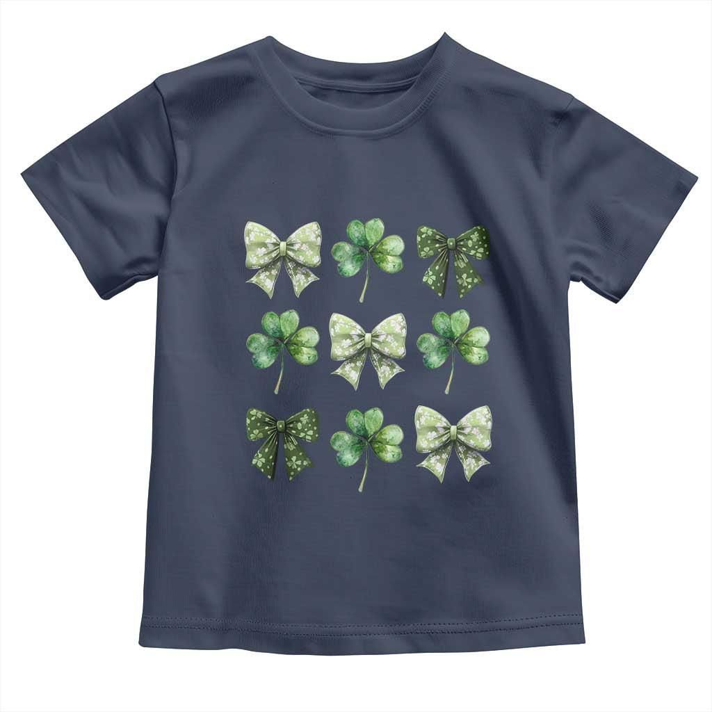 St Patricks Day Coquette Bow Toddler T Shirt Lucky Shamrock Aesthetic