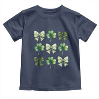 St Patricks Day Coquette Bow Toddler T Shirt Lucky Shamrock Aesthetic
