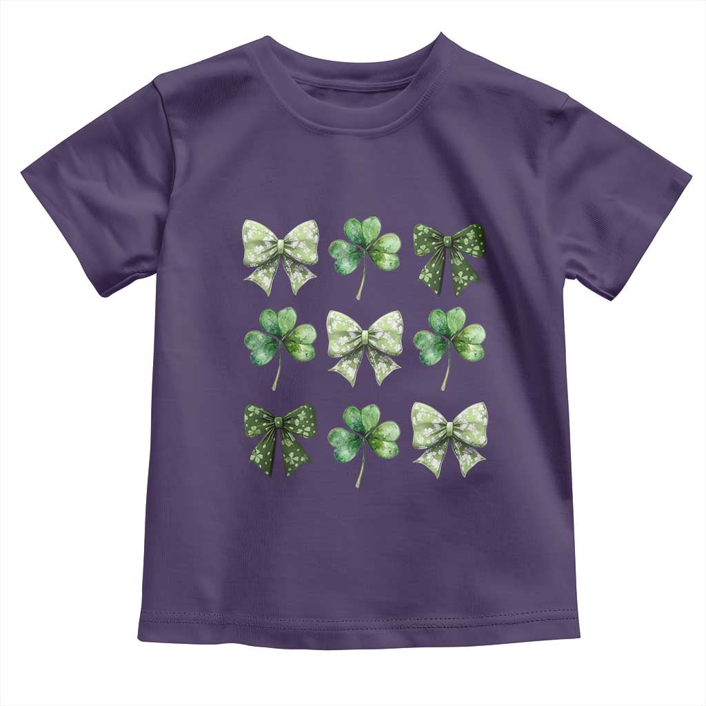 St Patricks Day Coquette Bow Toddler T Shirt Lucky Shamrock Aesthetic