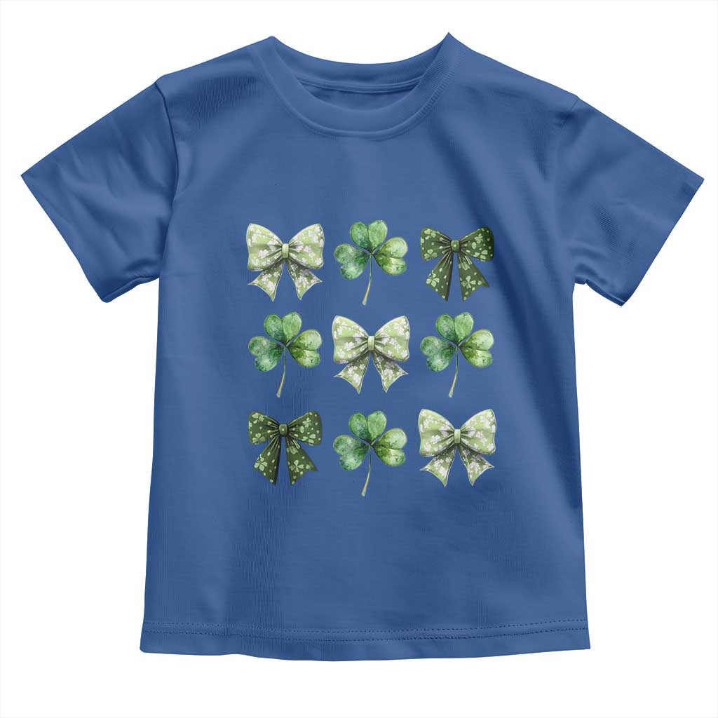 St Patricks Day Coquette Bow Toddler T Shirt Lucky Shamrock Aesthetic