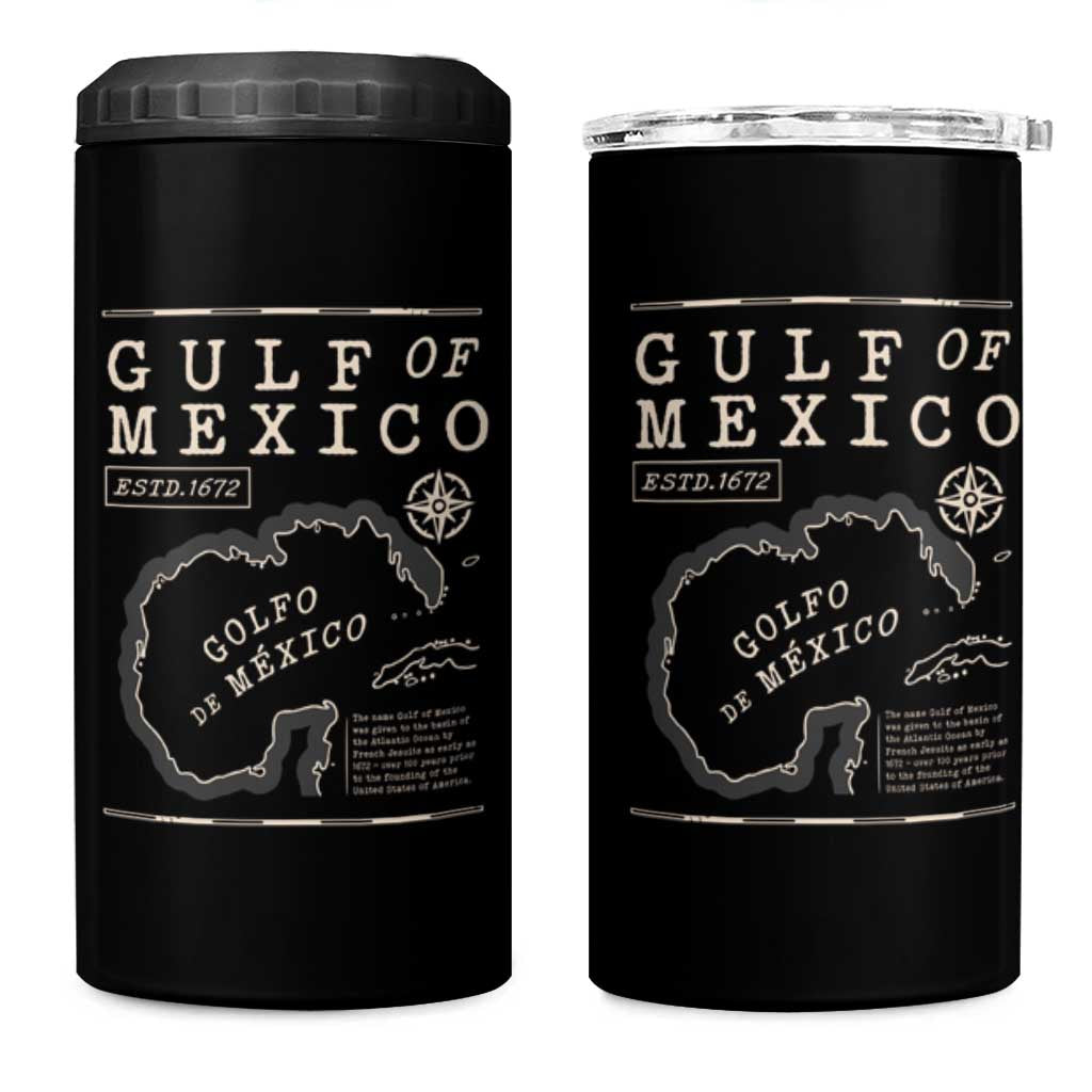 Gulf of Mexico 4 in 1 Can Cooler Tumbler Golfo De Mexico Historic Map 1672