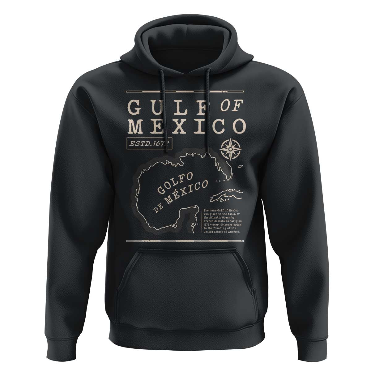 Gulf of Mexico Hoodie Golfo De Mexico Historic Map 1672 TS02