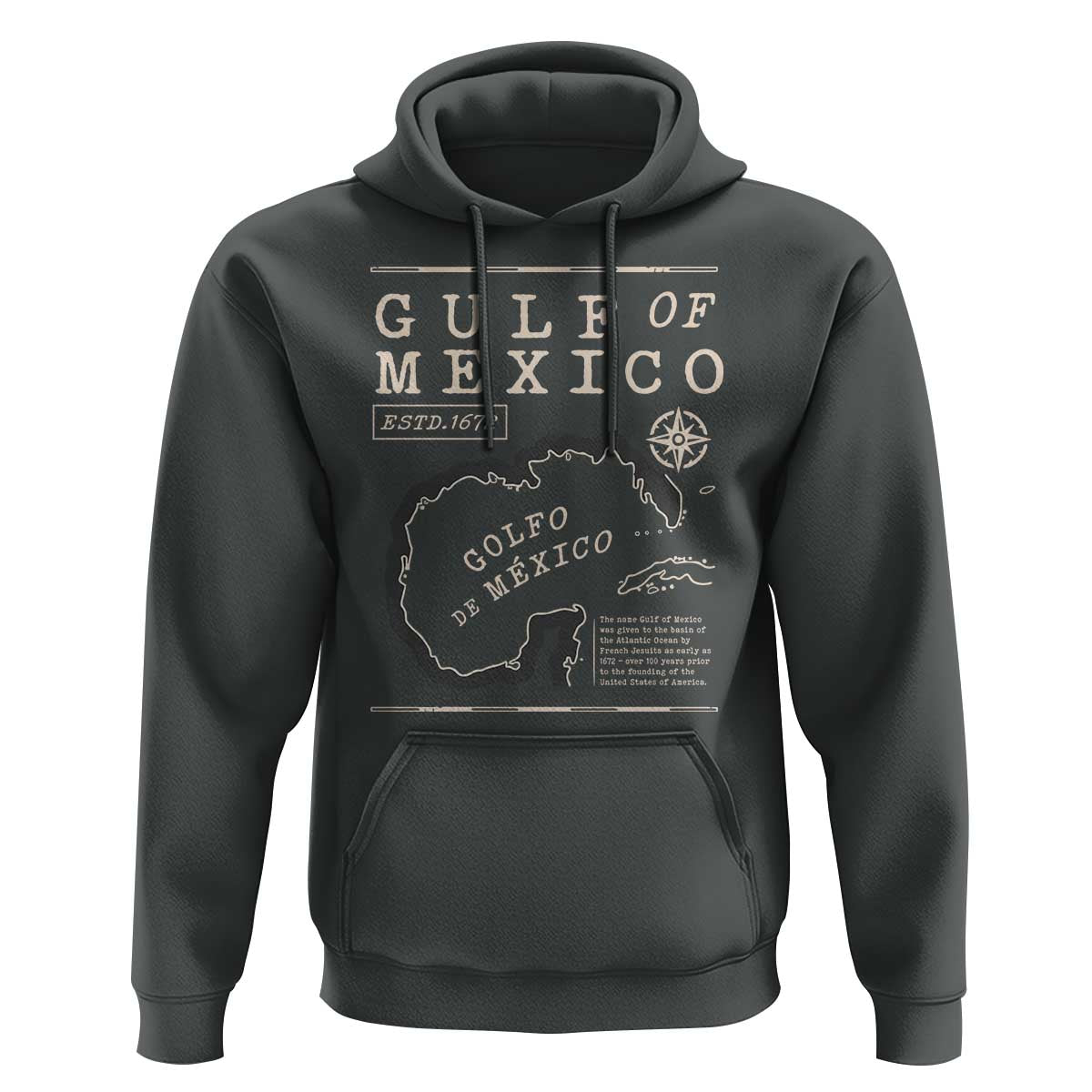 Gulf of Mexico Hoodie Golfo De Mexico Historic Map 1672 TS02