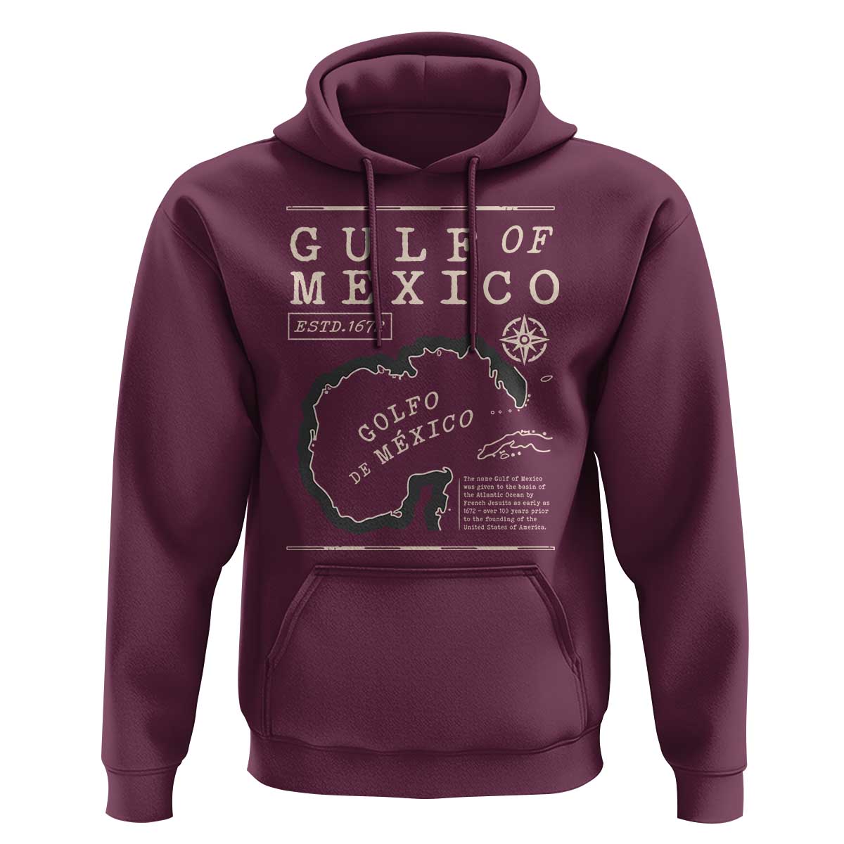 Gulf of Mexico Hoodie Golfo De Mexico Historic Map 1672 TS02