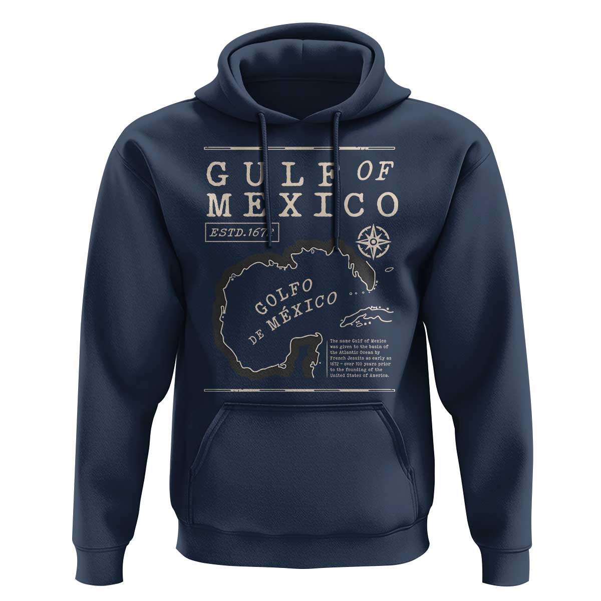 Gulf of Mexico Hoodie Golfo De Mexico Historic Map 1672 TS02