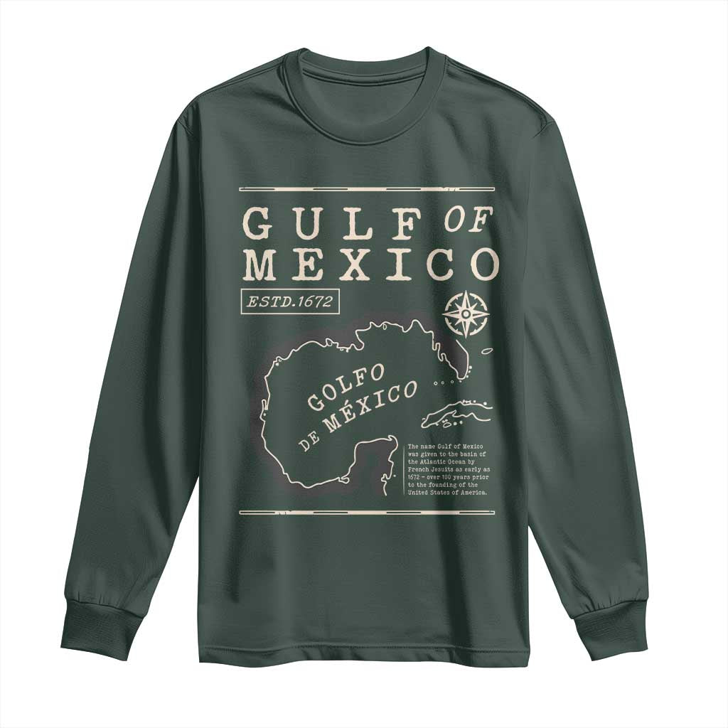 Gulf of Mexico Long Sleeve Shirt Golfo De Mexico Historic Map 1672